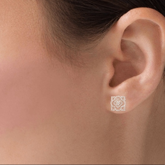 Vintage 10k Diamond Rose Gold Earrings - Picture 4 of 13